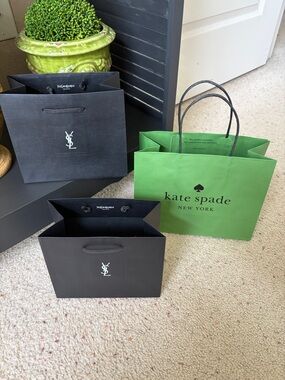 kate spade green & 2 YSL black gift bags